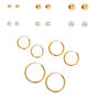 Gold Graduated Mixed Earrings - 9 Pack,