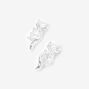 Silver Cubic Zirconia Fox Stud Earrings,