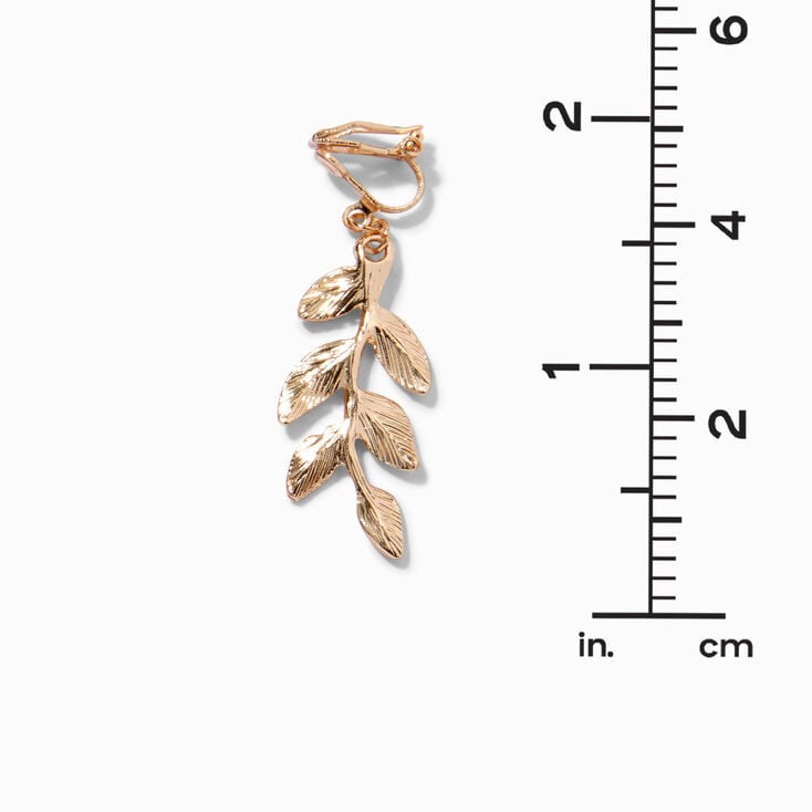 Gold-tone Olive Branch 1&quot; Clip-On Drop Earrings,