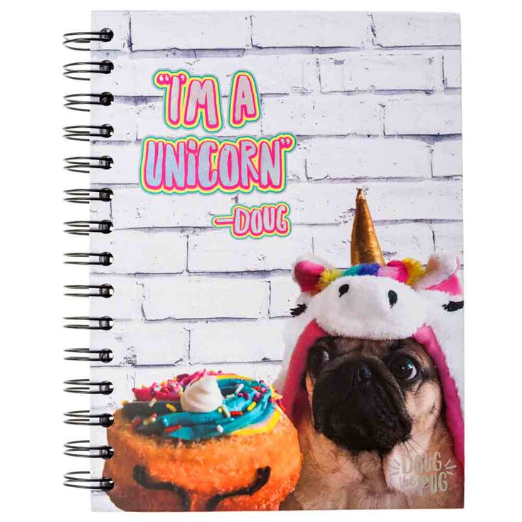Doug The Pug&reg; &quot;I&#39;m a Unicorn&quot; Notebook- White,