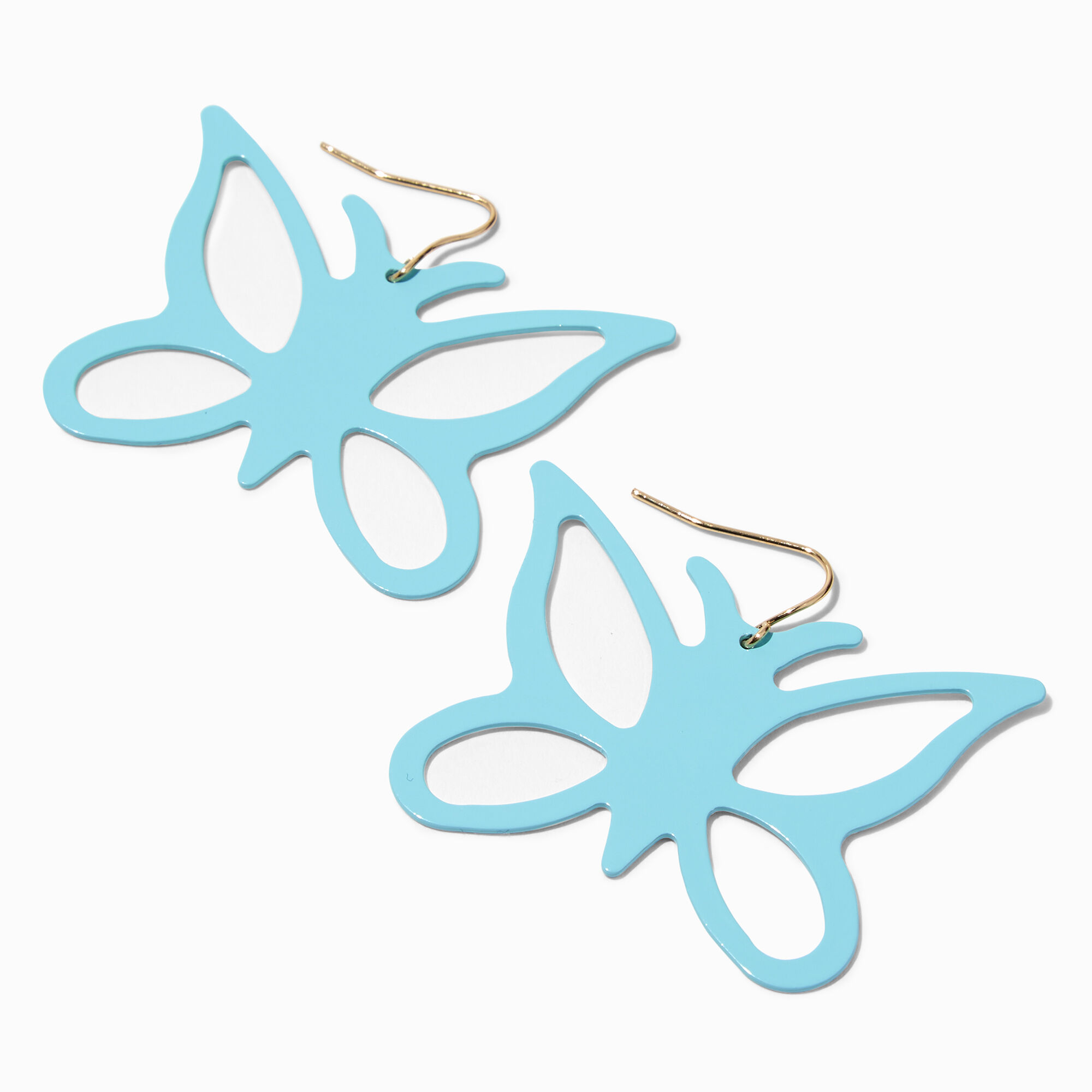 View Claires Butterfly Cutout 15 Drop Earrings Light Blue information