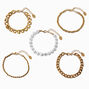 Gold-tone Mixed Chain Bracelet Set - 5 Pack,