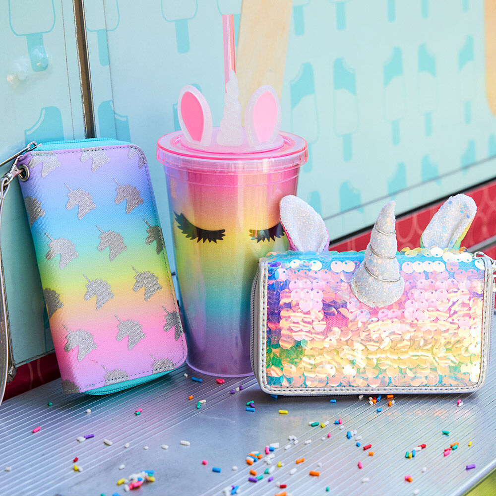 Rainbow Holographic Sequin Unicorn Wristlet,