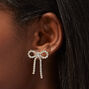 Gold-tone Rhinestone Bow 1&quot; Drop Earrings ,