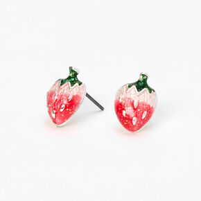 Shimmering Strawberry Stud Earrings,