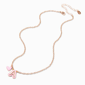 Pink Bubble Initial Heart Pendant Necklace - A ,
