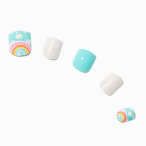 Rainbow Cloud Square Press On Vegan Faux Nail Set - 24 Pack,