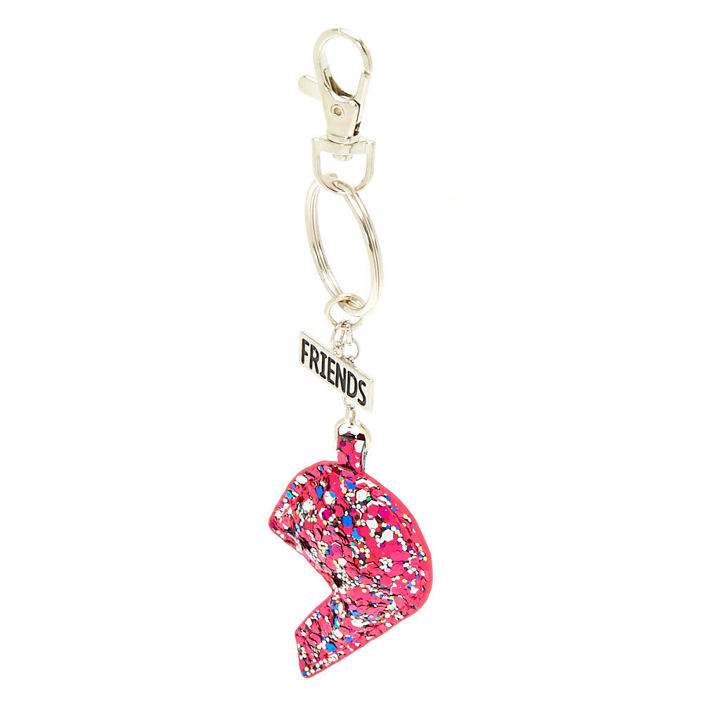 Glitter Heart Best Friends Keychain Set - Pink,