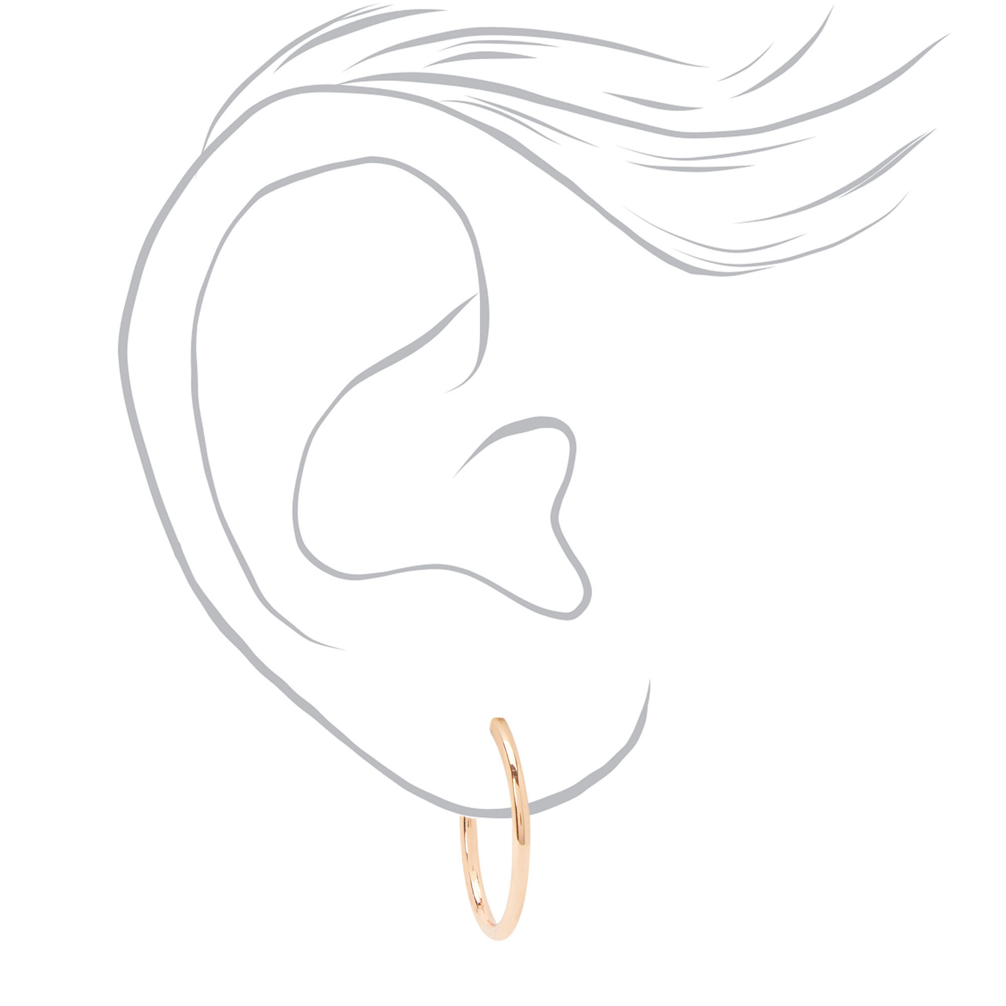 Mixed Metal Clip-On Hoop Earrings - 10MM, 15MM, 20MM,