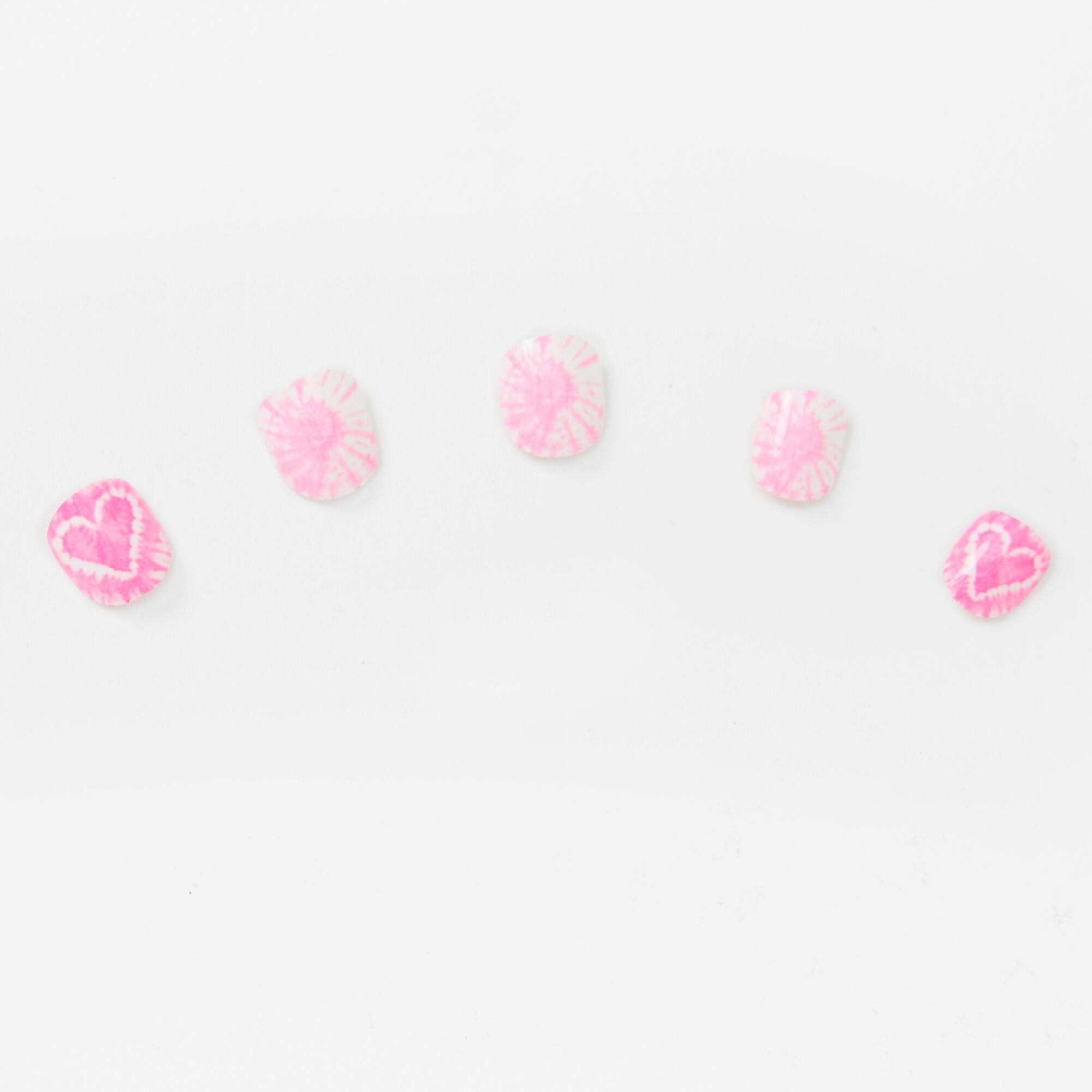 Claire's Club Pink Tie Dye Heart Vegan Press On Faux Nail Set - 10 Pack,