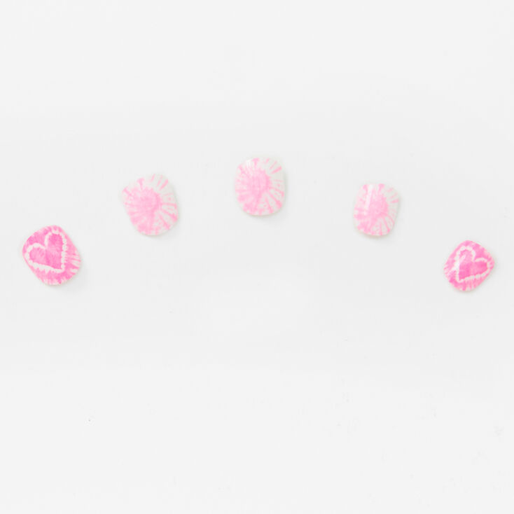 Claire&#39;s Club Pink Tie Dye Heart Vegan Press On Faux Nail Set - 10 Pack,