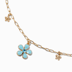 UV Color-Changing Blue Flower Charm Necklace,