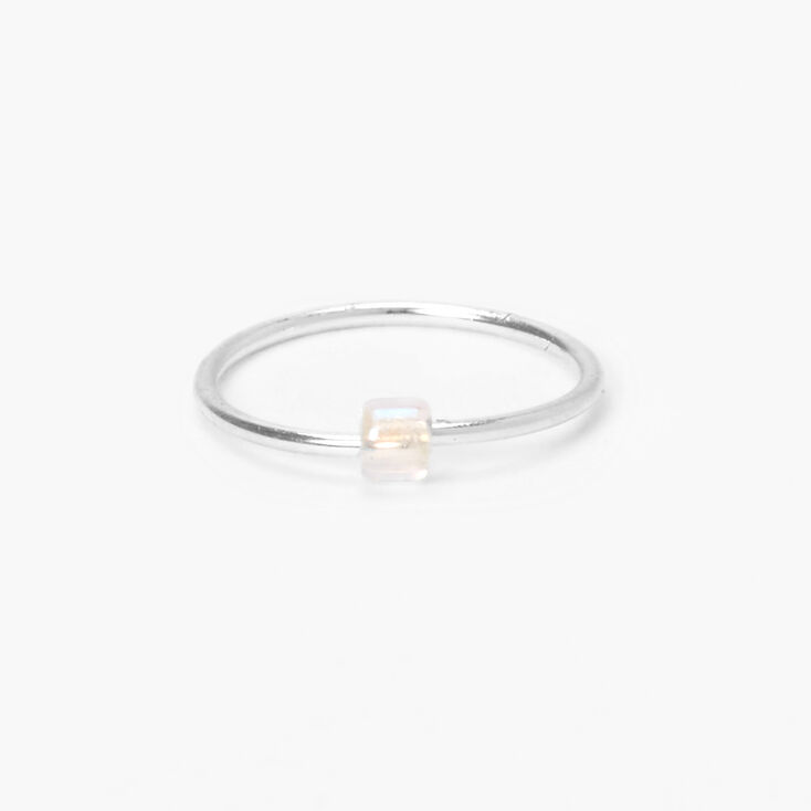 Sterling Silver 21G Opal Nose Ring,