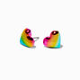Rainbow Anodized Heart Stud Earrings,