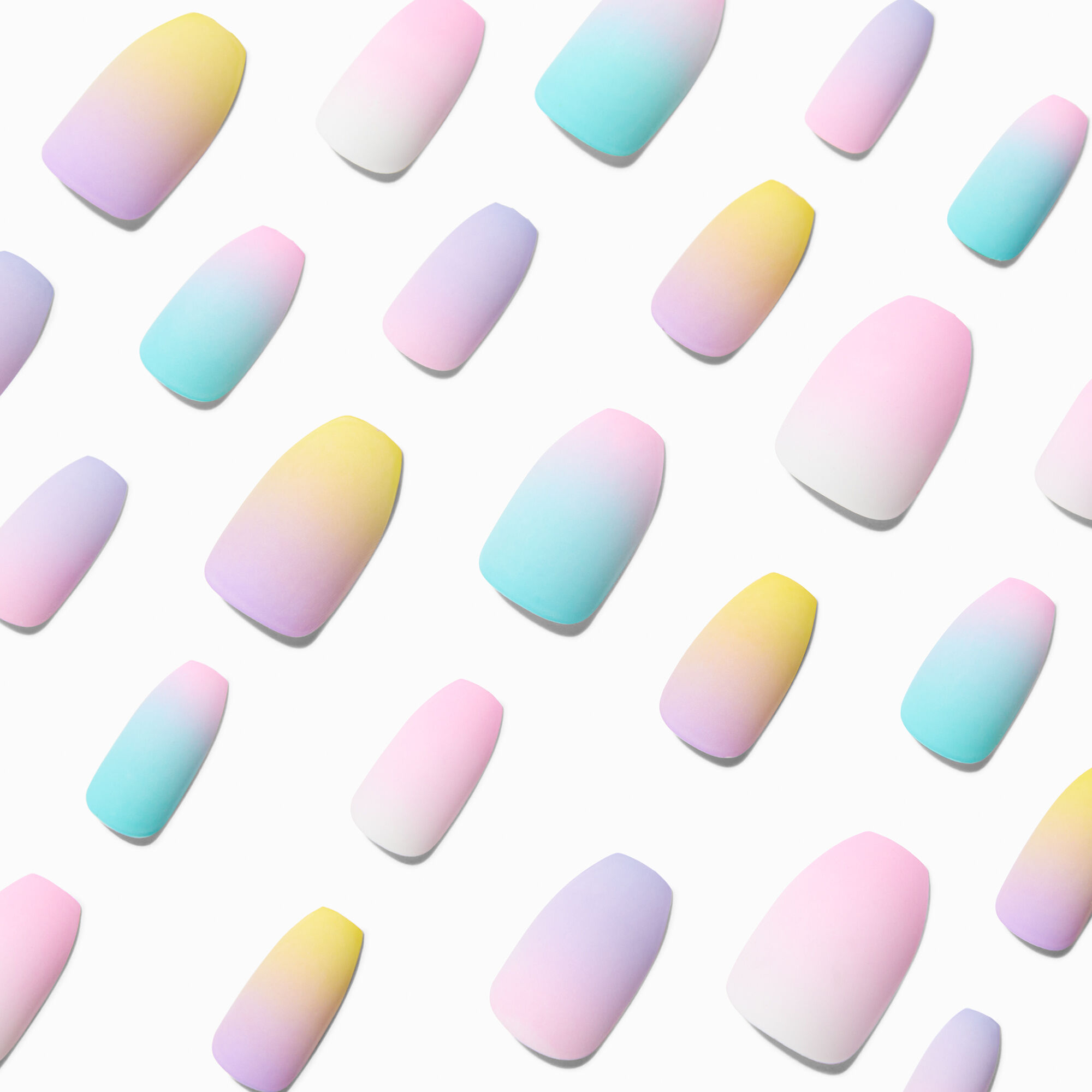 Pastel Ombre Coffin Vegan Faux Nail Set - 24 Pack,