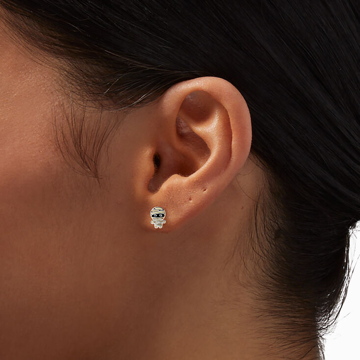 Sterling Silver Mummy Stud Earrings,