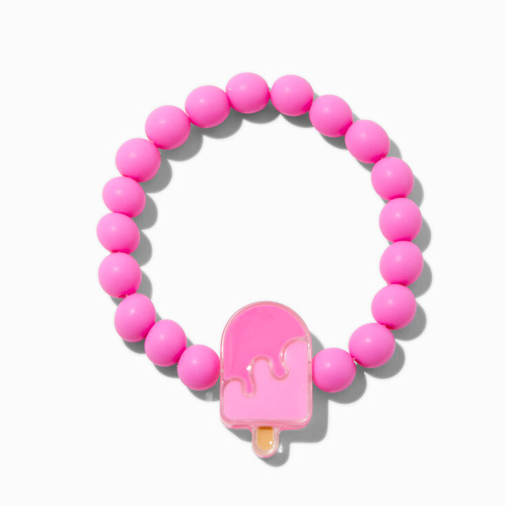 Claire&#39;s Club Matte Pink Ice Lolly Stretch Bracelet,