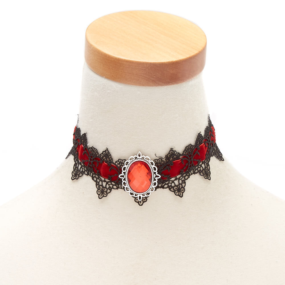 Velvet Lace Choker Necklace Red Claire s