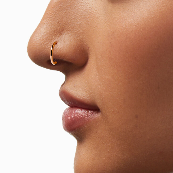 18k Rose Gold Plated 18G Titanium Hoop Nose Ring