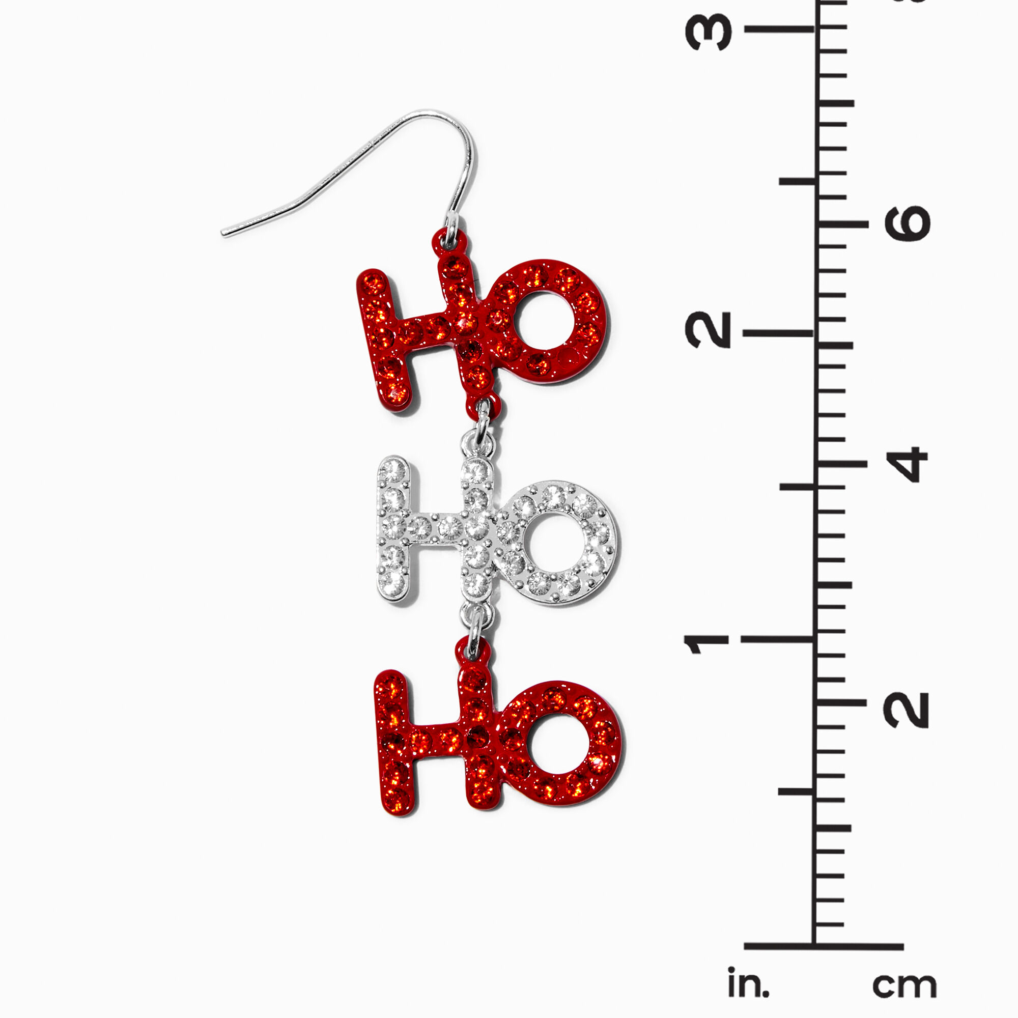 Crystal "HO HO HO" 2" Drop Earrings,