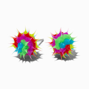 Rainbow Rave Spike Burst Stud Earrings ,