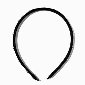 Studded Black Faux Leather Headband,