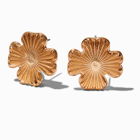 Gold-tone Radiating Clover Stud Earrings,
