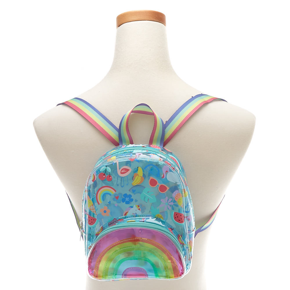 Claire s Club Summer Print Mini Backpack Blue
