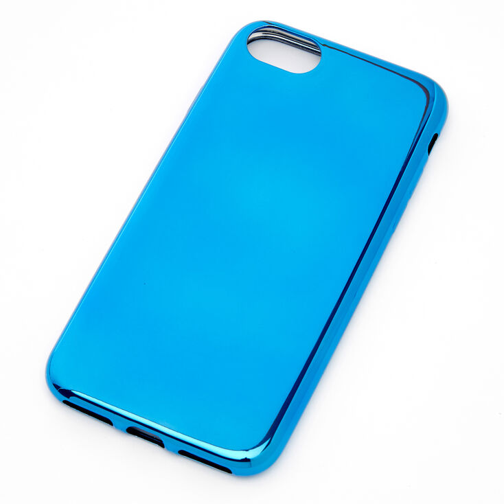Claire's Coque de portable couleur chromée bleue - Compatible avec iPhone 6/7/8/SE