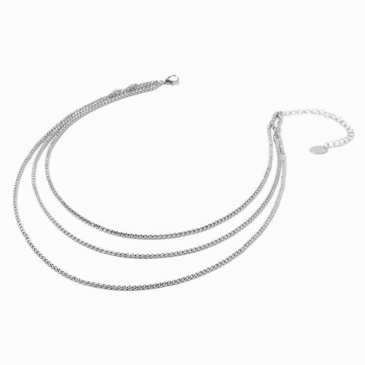 Silver Bolo Chain Multi-Strand Necklace,