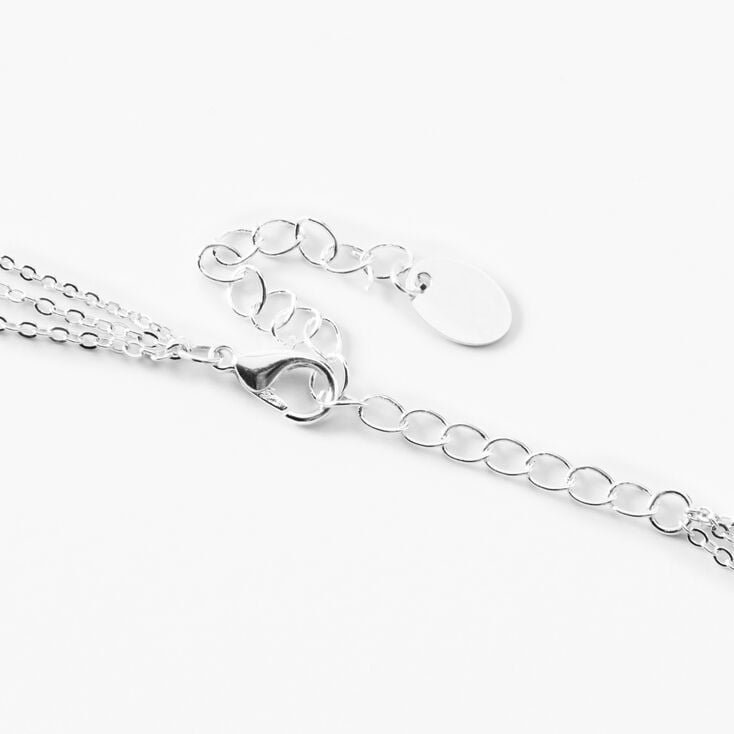 Silver Rose, Hummingbird, &amp; Butterfly Chain Multi Strand Necklace,