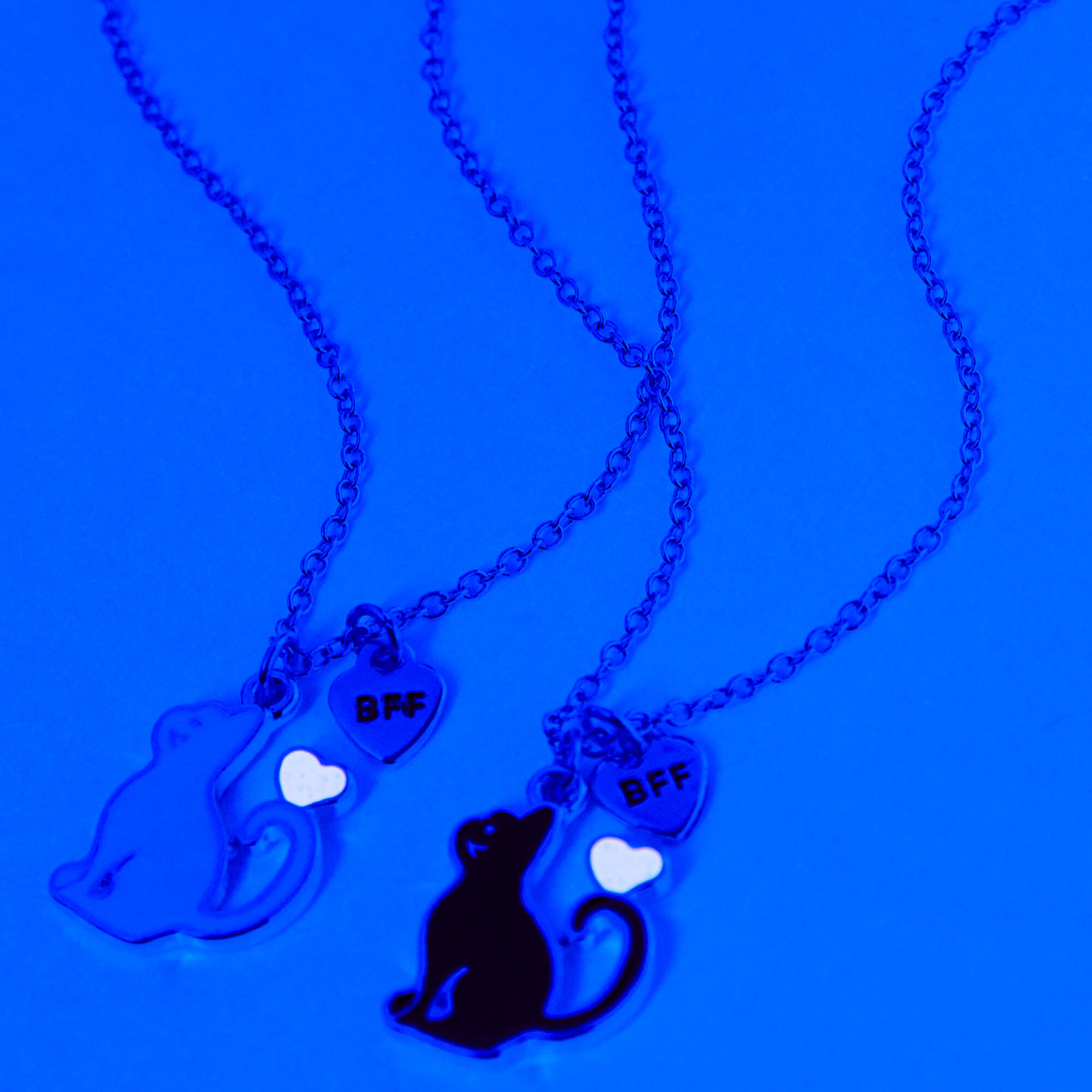 Best Friends Glow in the Dark Cat Pendant Necklaces - 2 Pack,