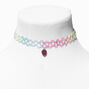 Claire&#39;s Club Strawberry Charm Rainbow Tattoo Choker Necklace,