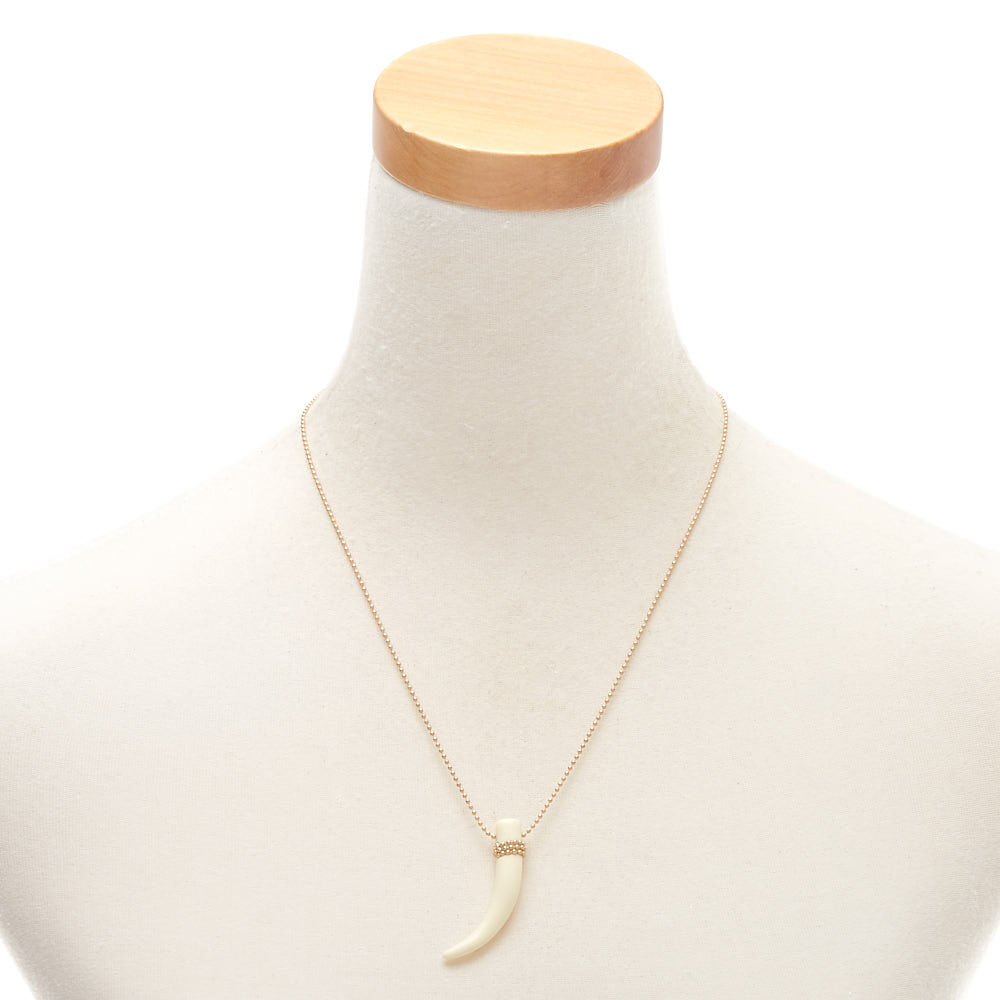 Gold Horn Long Pendant Necklace,