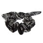 Bandeau bandana soyeux imprim&eacute; floral et cachemire - Noir,