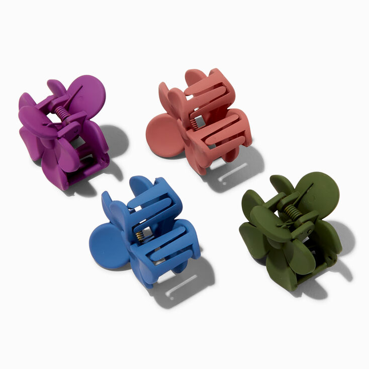 Matte Jewel Tone Flower Hair Claws - 4 Pack,