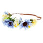 Mixed Daisy Flower Crown Headwrap - Blue,