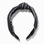 Frayed Look Black Denim Knotted Headband,