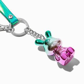 Chrome Pink &amp; Green Ombre Bunny Keychain,