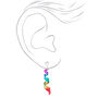 Silver 1&quot; Rainbow Spiral Clip On Drop Earrings,