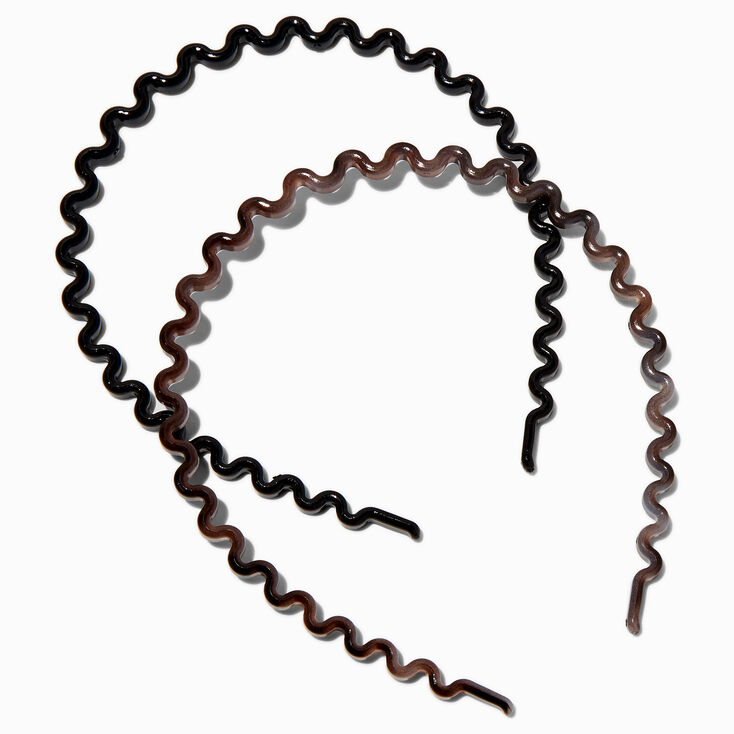 Shiny Black &amp; Gray Wave Headbands - 2 Pack,