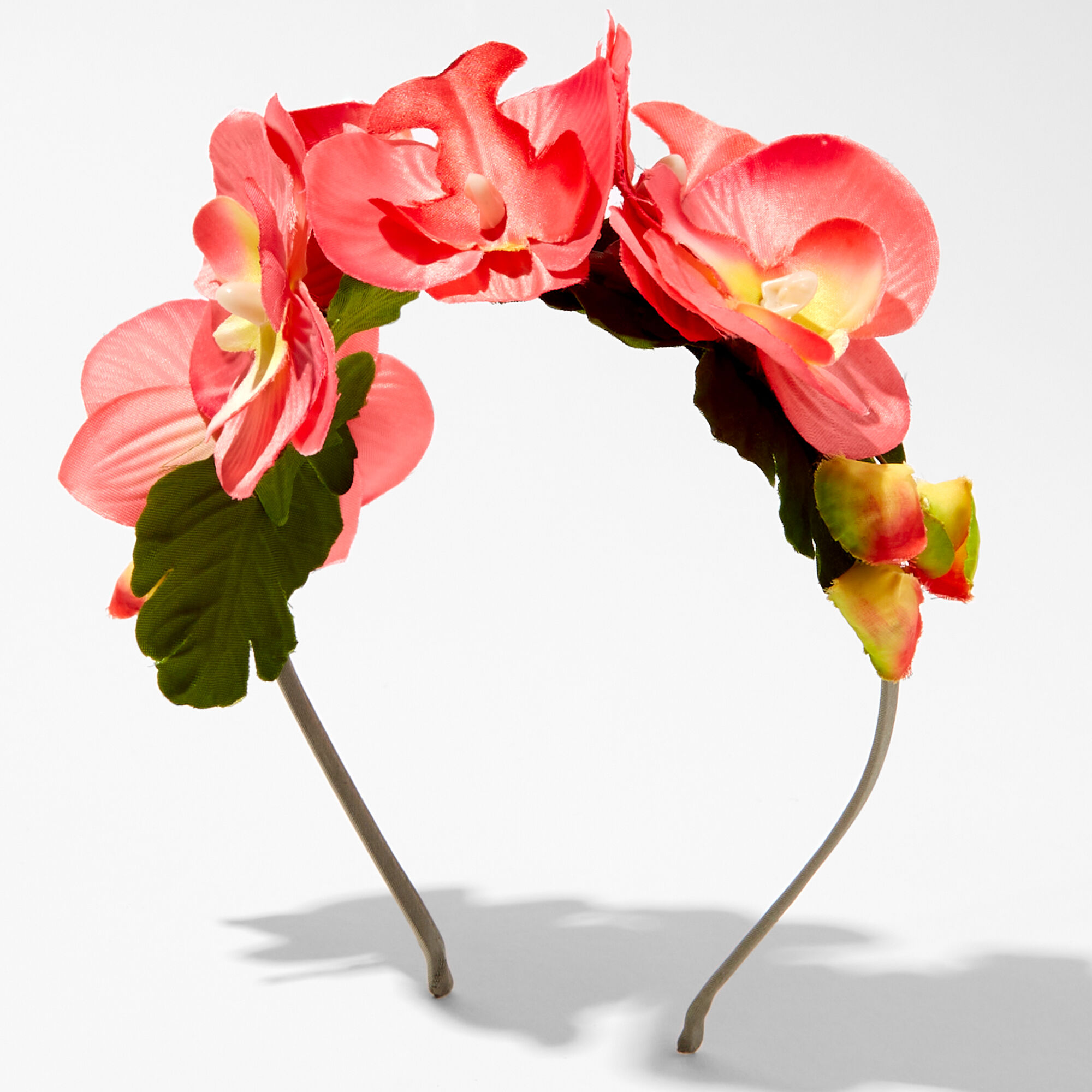 View Claires Orchid Flower Crown Headband Coral information