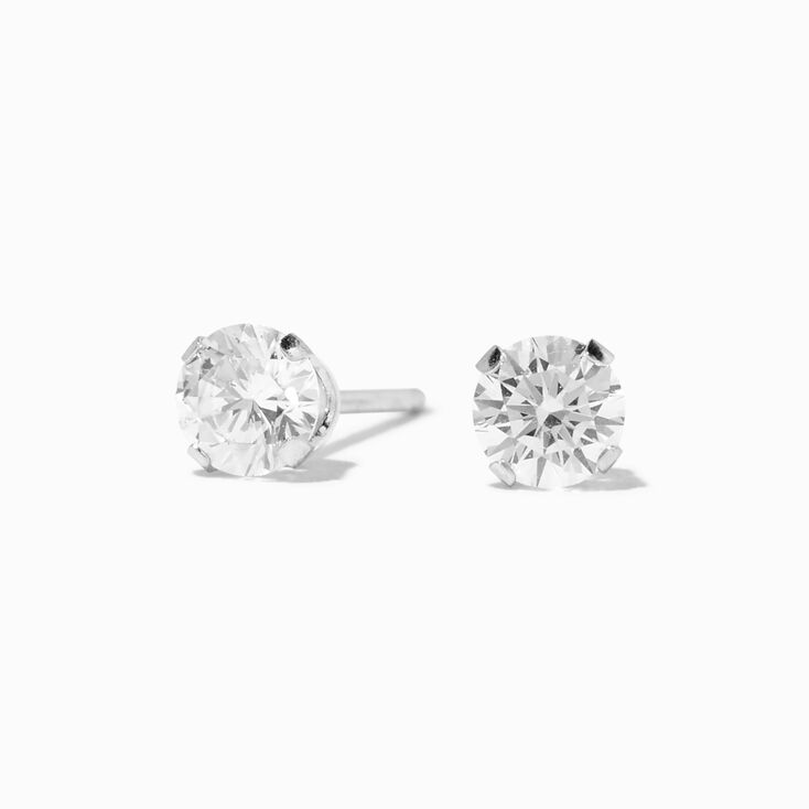 Claire&#39;s Exclusive 14kt White Gold 0.25 ct tw Laboratory Grown Diamond Studs Ear Piercing Kit with Ear Care Solution,