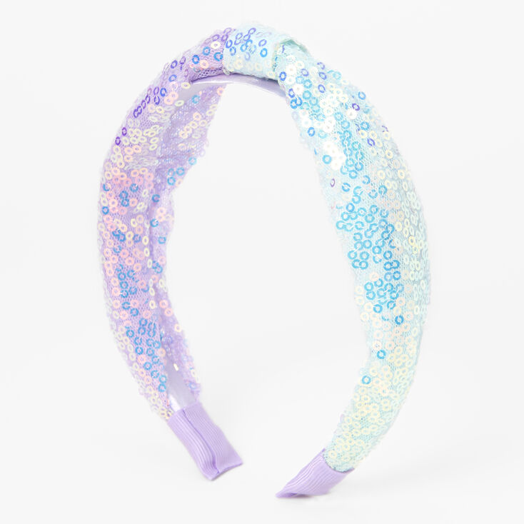 Claire&#39;s Club Purple Sequin Ombre Knotted Headband,