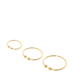 Graduated Gold Faux Nose Hoop Rings - 3 Pack,