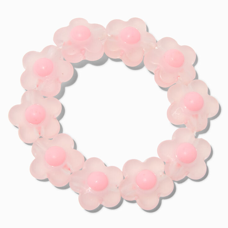 Claire&#39;s Club Pink Frosted Flower Stretch Bracelet,