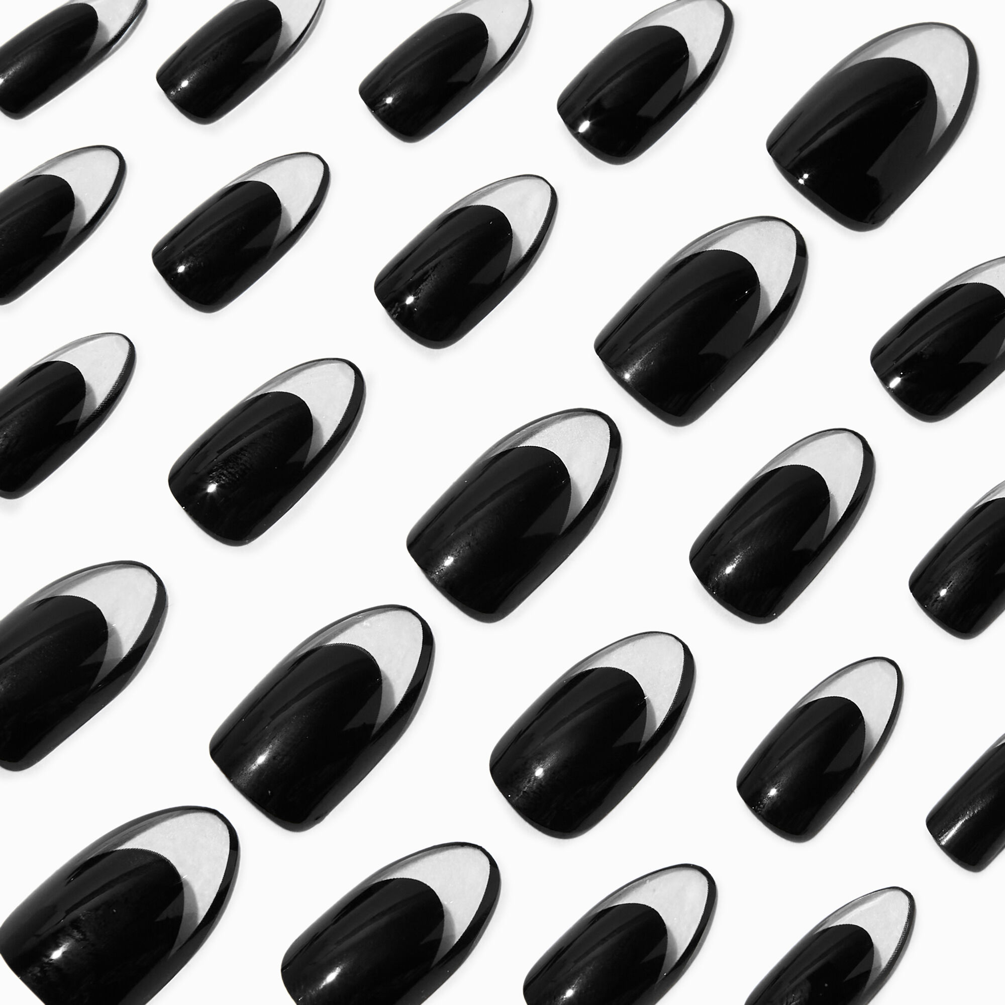 View Claires Clear French Stiletto Vegan Faux Nail Set 24 Pack Black information