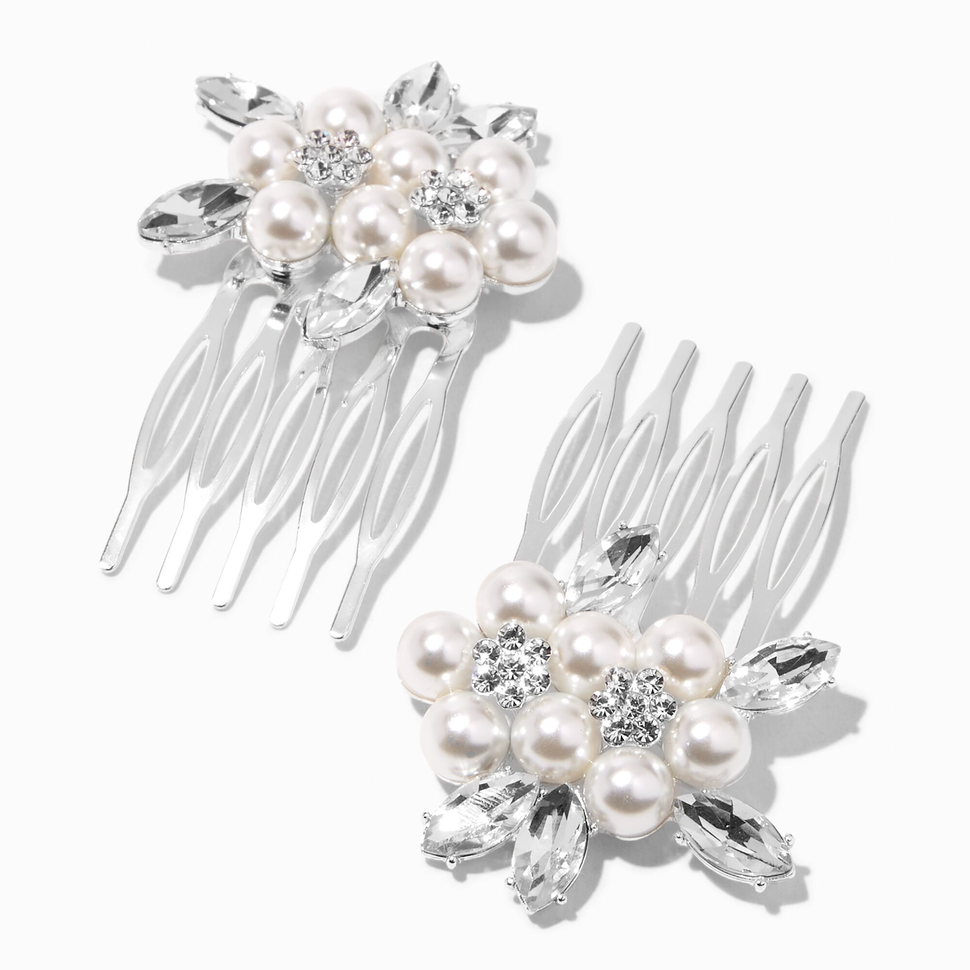 Silver Pearl Hair Combs - 2 Pack,