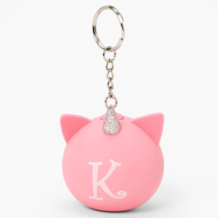 Initial Unicorn Stress Ball Keychain - Pink, K,