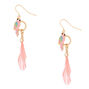 Gold 2&quot; Parrot Feather Drop Earrings - Pink,